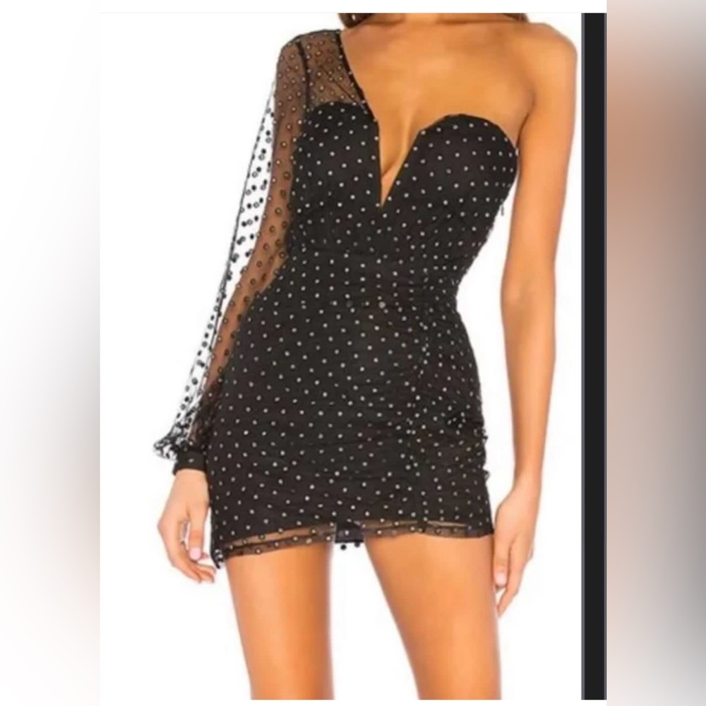 REVOLVE Black and Silver One Shoulder Bodycon Dress